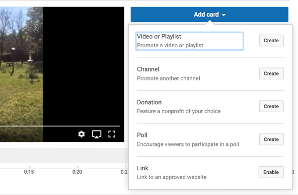 Puoi scegliere tra cinque tipi di schede YouTube.