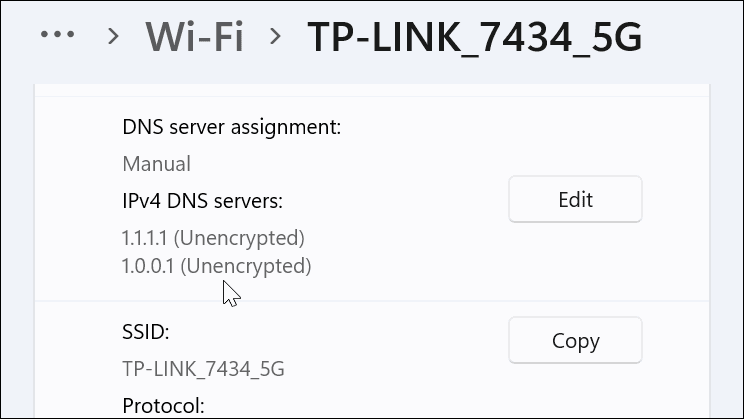 Impostazioni DNS confermate