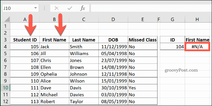 VLOOKUP restituisce un errore NA in Excel