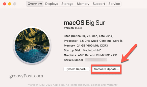 aggiornamento software mac