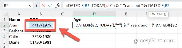 Excel data di nascita