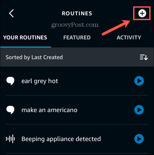 Nuova routine dell'app Alexa