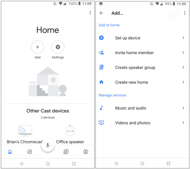 Aggiungi dispositivo Google Home App