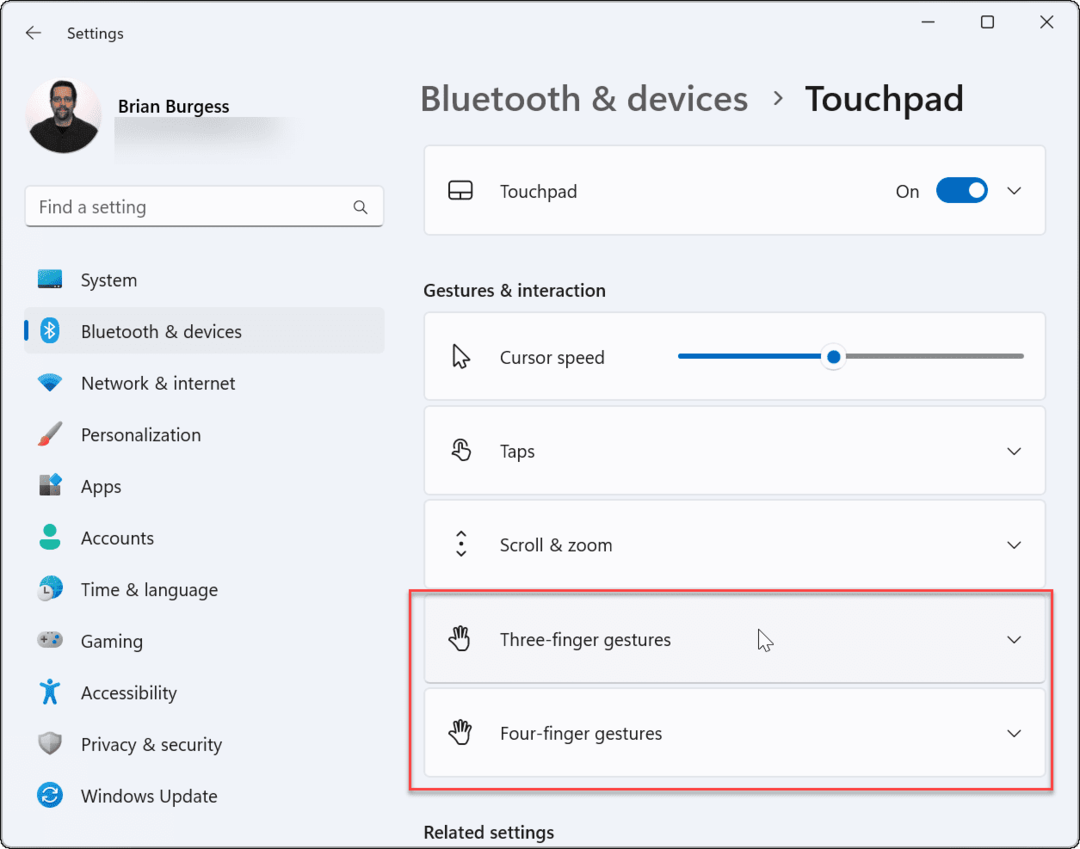 Personalizza i gesti del touchpad su Windows 11