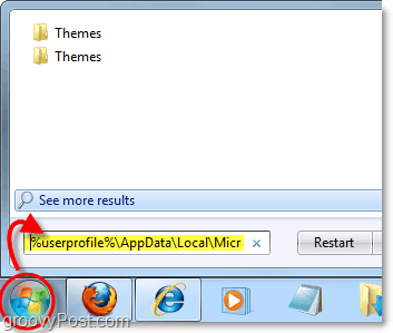 carica la cartella del tema all'interno dell'appdate e usa la posizione del profilo in Windows 7
