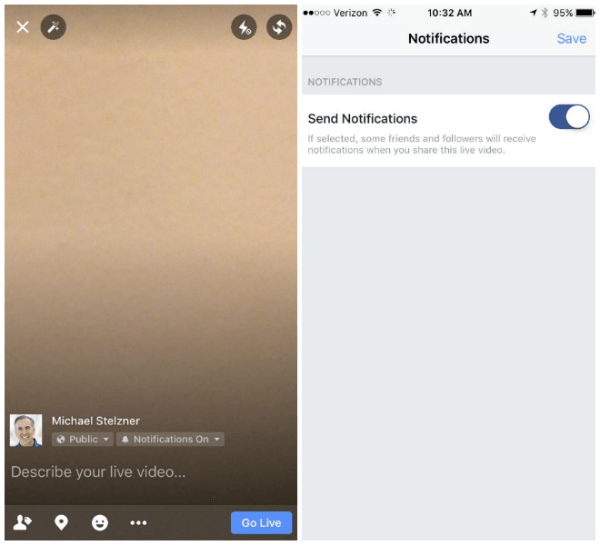 Facebook ora consente alle emittenti di inviare notifiche ai propri amici e follower quando condividono un video in diretta.