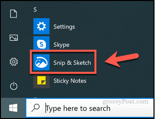 Avvio di Snip and Sketch su Windows