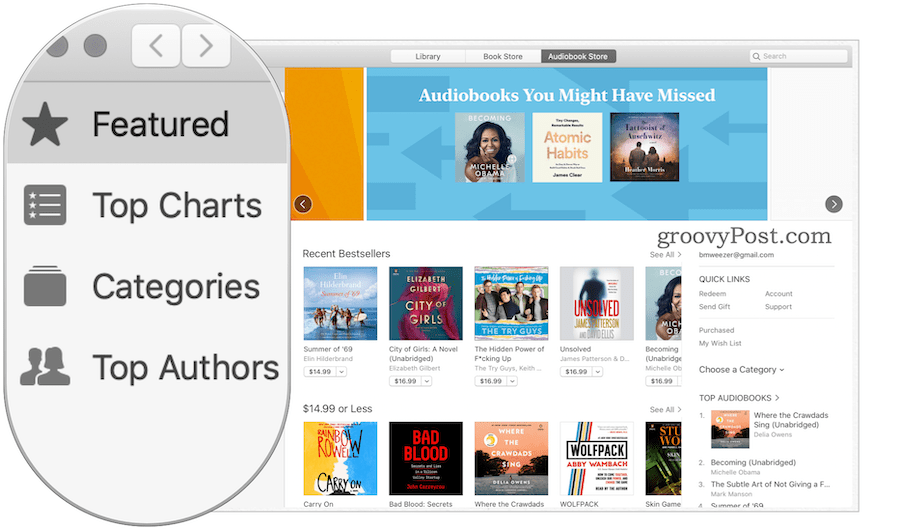 audiolibri su MacOS Catalina