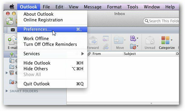 Preferenze Mac di Outlook