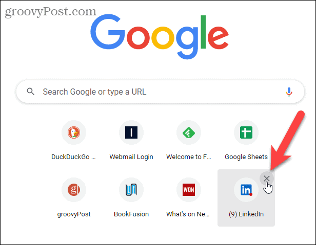 Rimuovi il collegamento nella pagina Nuova scheda di Chrome