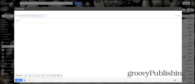 Nuovo Gmail Compose applicato a schermo intero