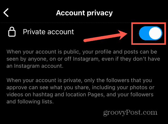 Instagram attiva la modalità privata