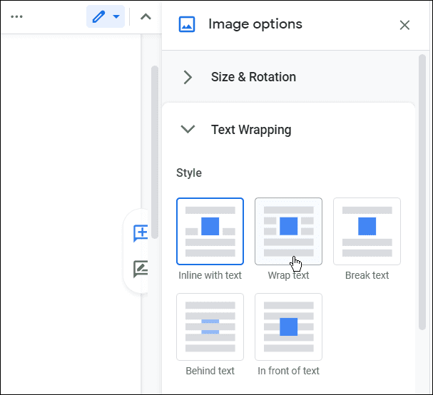  avvolgere il testo come sovrapporre le immagini in Google Docs