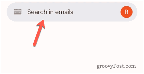 Tocca la barra di ricerca in Gmail per dispositivi mobili