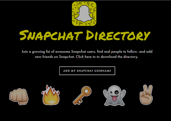 directory snapchat
