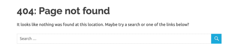 esempio di pagina di errore 404 di Google Analytics personalizzata in base al risultato dell'errore 404