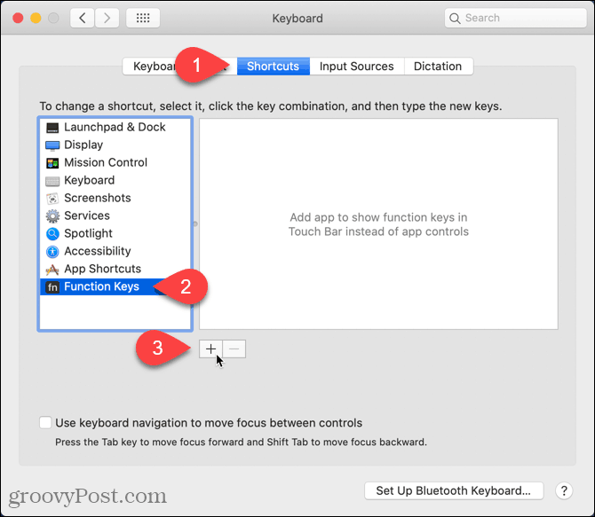 Fai clic sull'icona più nella schermata Collegamenti Mac