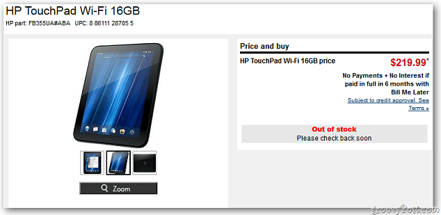 HP TouchPad: aumento del prezzo di Switcharoo per la prossima versione del suo tablet ucciso
