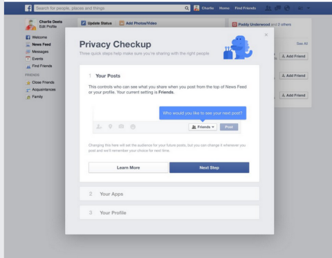 controllo della privacy di Facebook