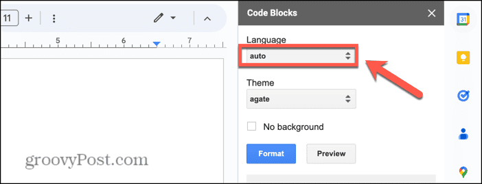 Il codice di Google Docs blocca la lingua