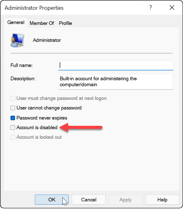 abilita l'account amministratore su Windows 11