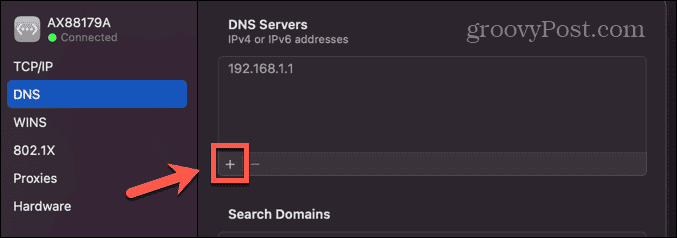 mac aggiungi server dns