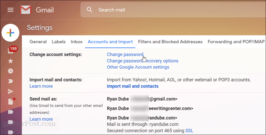 reimpostazione della password di Gmail