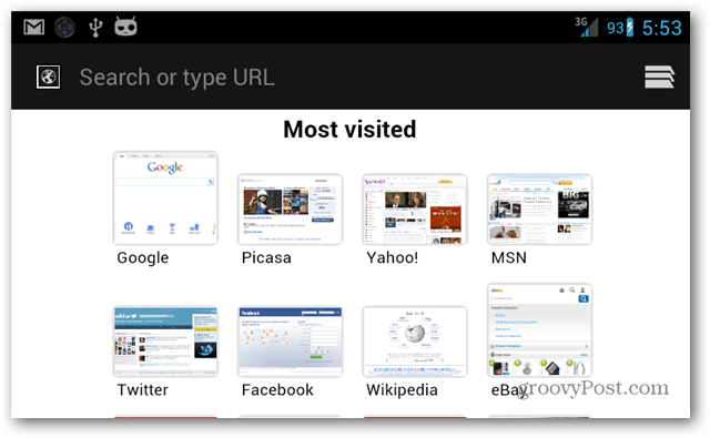 Imposta la home page predefinita del browser Android sui siti più visitati