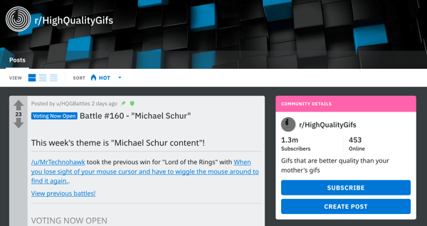 Come commercializzare la tua attività su Reddit, post di esempio da subreddit r / HighQualityGifs