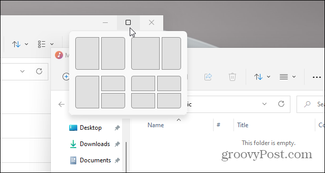 Esempio di layout di snap di Windows 11