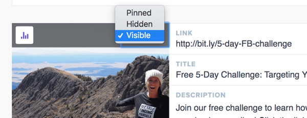 Link nel profilo ti consente di impostare i link su visibili, nascosti o bloccati.