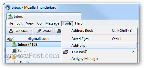 strumenti thunderbird> componenti aggiuntivi