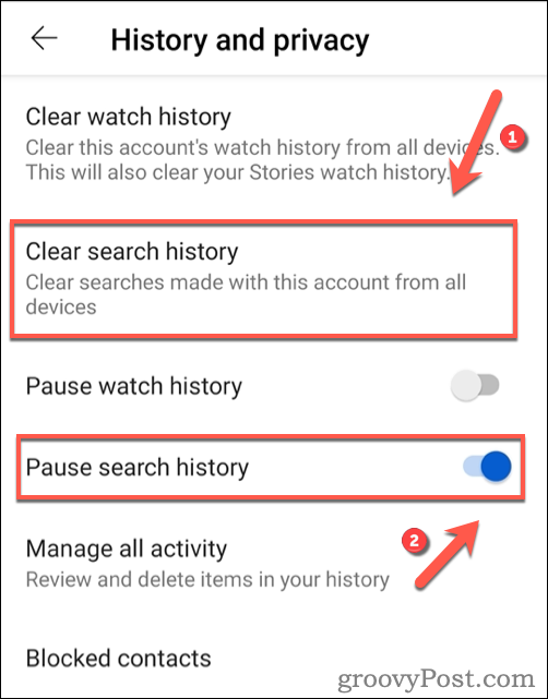 Cancellare la cronologia delle ricerche di YouTube su Android