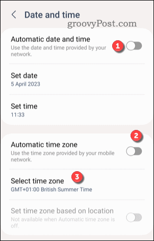 Imposta il fuso orario personalizzato su Android