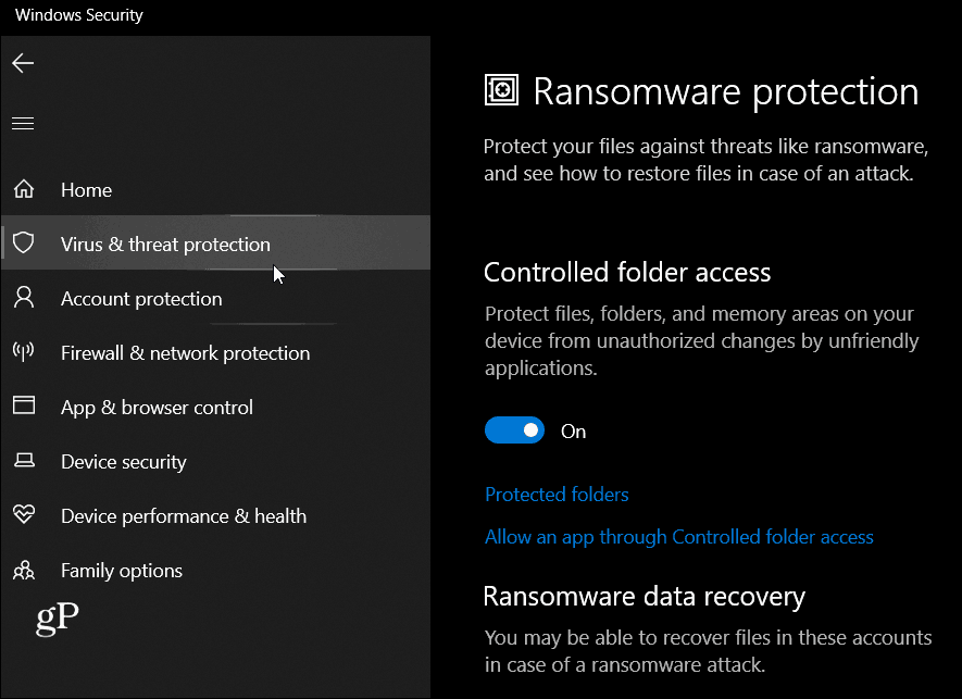 Protezione ransomware Windows 10