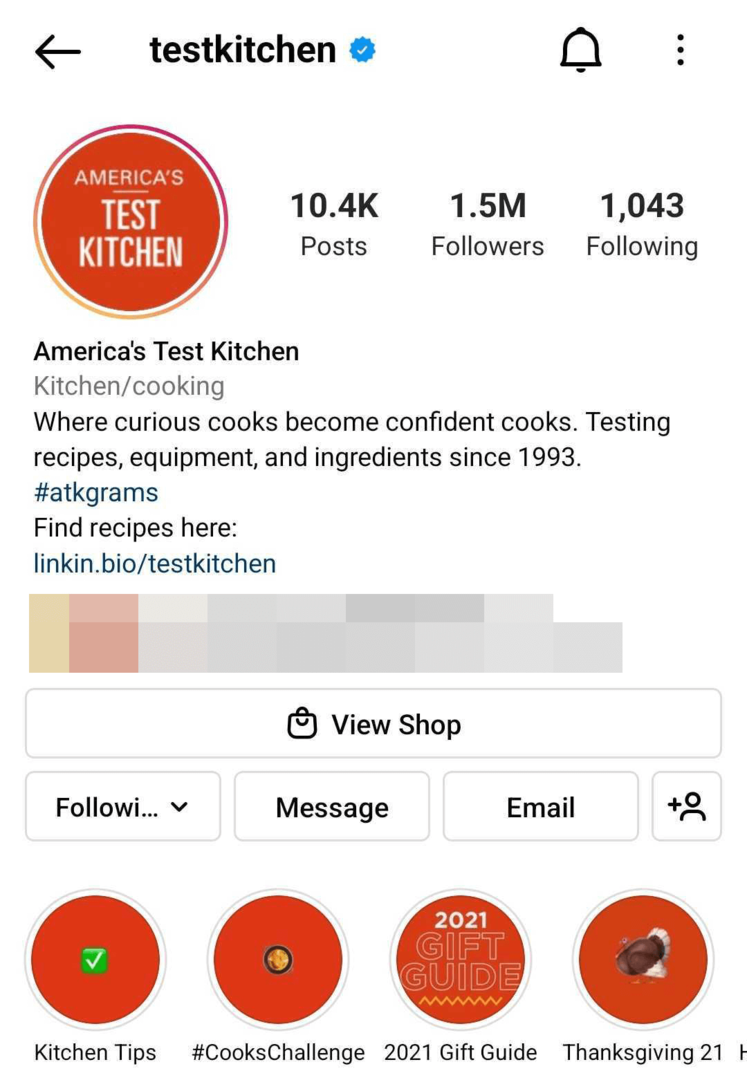 immagine del profilo aziendale Instagram ottimizzato per la ricerca