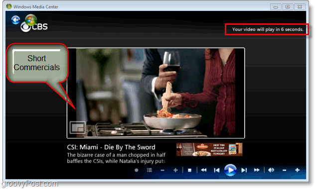Windows 7 Media Center: goditi brevi spot pubblicitari