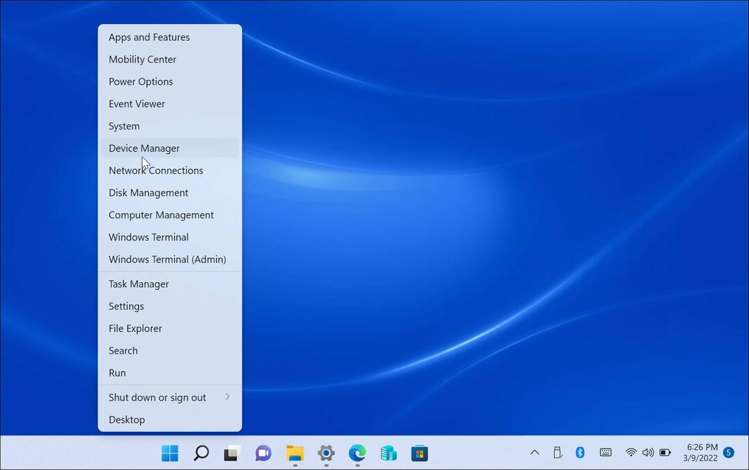menu di gestione dispositivi di Windows 11