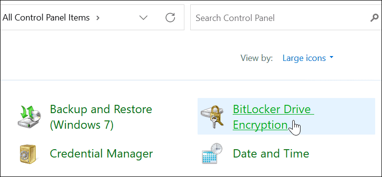 Pannello di controllo della sicurezza di BitLocker