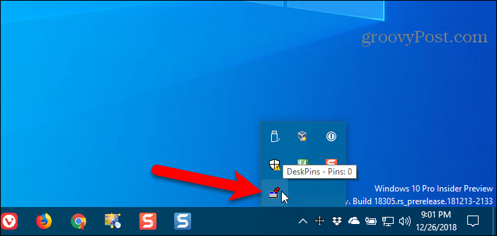 Fare clic sull'icona DeskPins nella barra delle applicazioni di Windows per ottenere un segnaposto