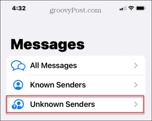 Nascondi spam di testo di mittenti sconosciuti su iPhone