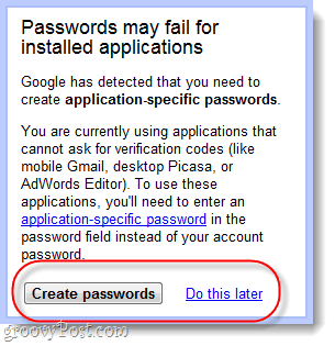 password di applicazioni specifiche per password
