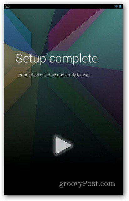 Configurazione dell'account utente Nexus 7 completata