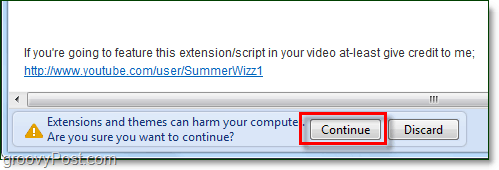 confermare l'installazione dello script in Chrome