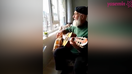Il nonno suona e racconta "Ah lie world" con la chitarra!