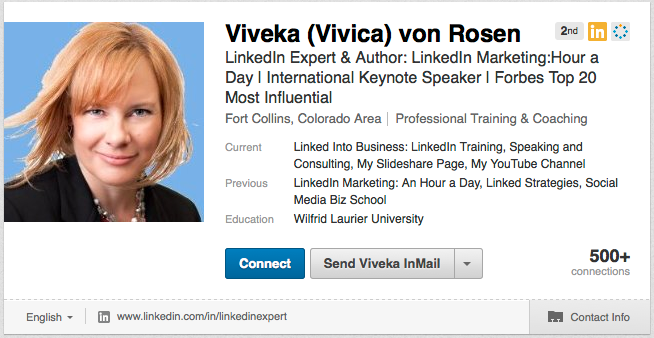 profilo dell'account linkedin di viveka von rosen