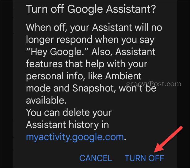 Disabilita l'Assistente Google