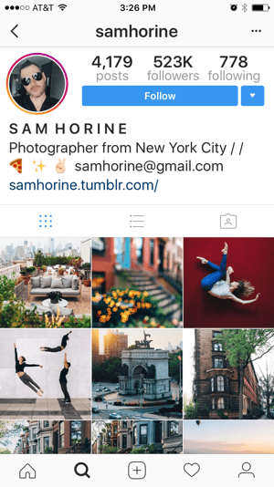 Per contattare un influencer di Instagram in merito a un'acquisizione di una storia, cerca le informazioni di contatto sul suo profilo Instagram.