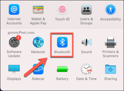 Apertura del menu delle impostazioni Bluetooth su Mac