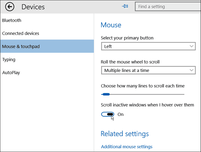 Suggerimento di Windows 10: scorrere Windows inattivo passando il mouse sopra di loro